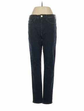 FRAME Le High Straight High-Rise Jeans in Deep Indigo Denim